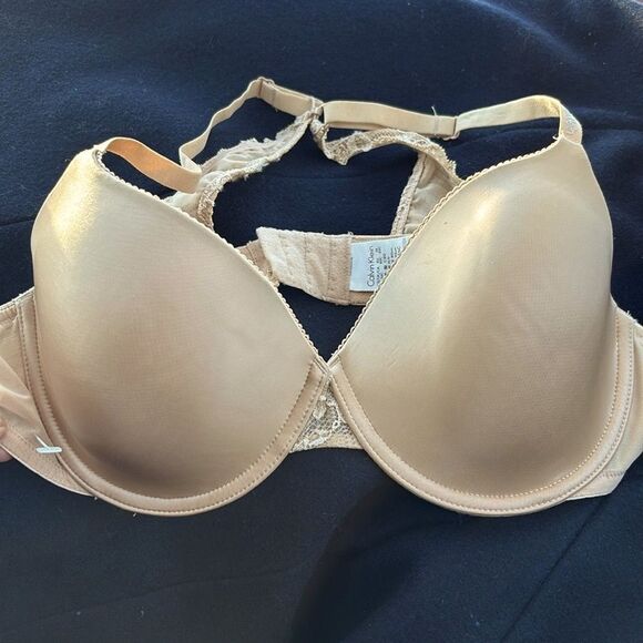 NWOT Calvin Klein Tan Lace Convertible Racerback Demi Bra 36C - Picture 4 of 14